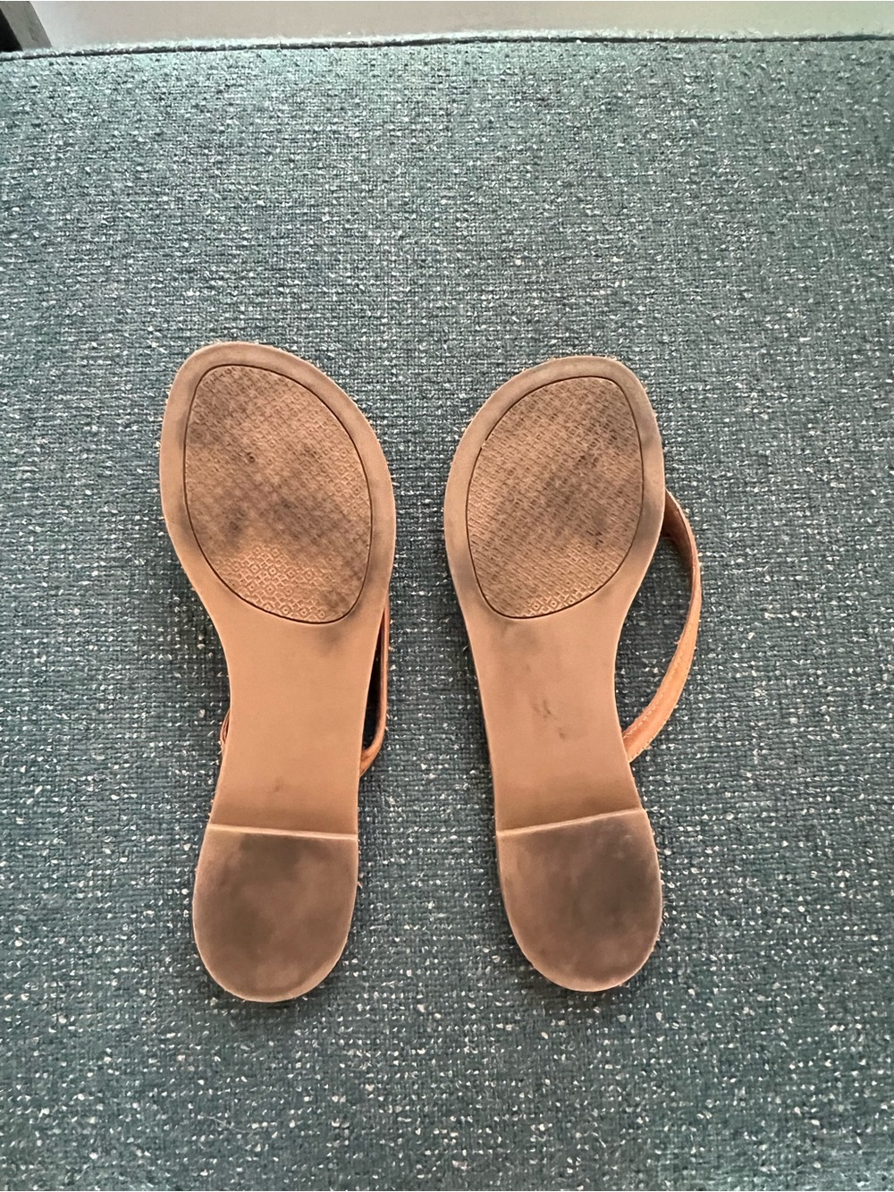 Tory Burch Tan Brown Leather Logo Thong Sandals - Picture 2 of 3